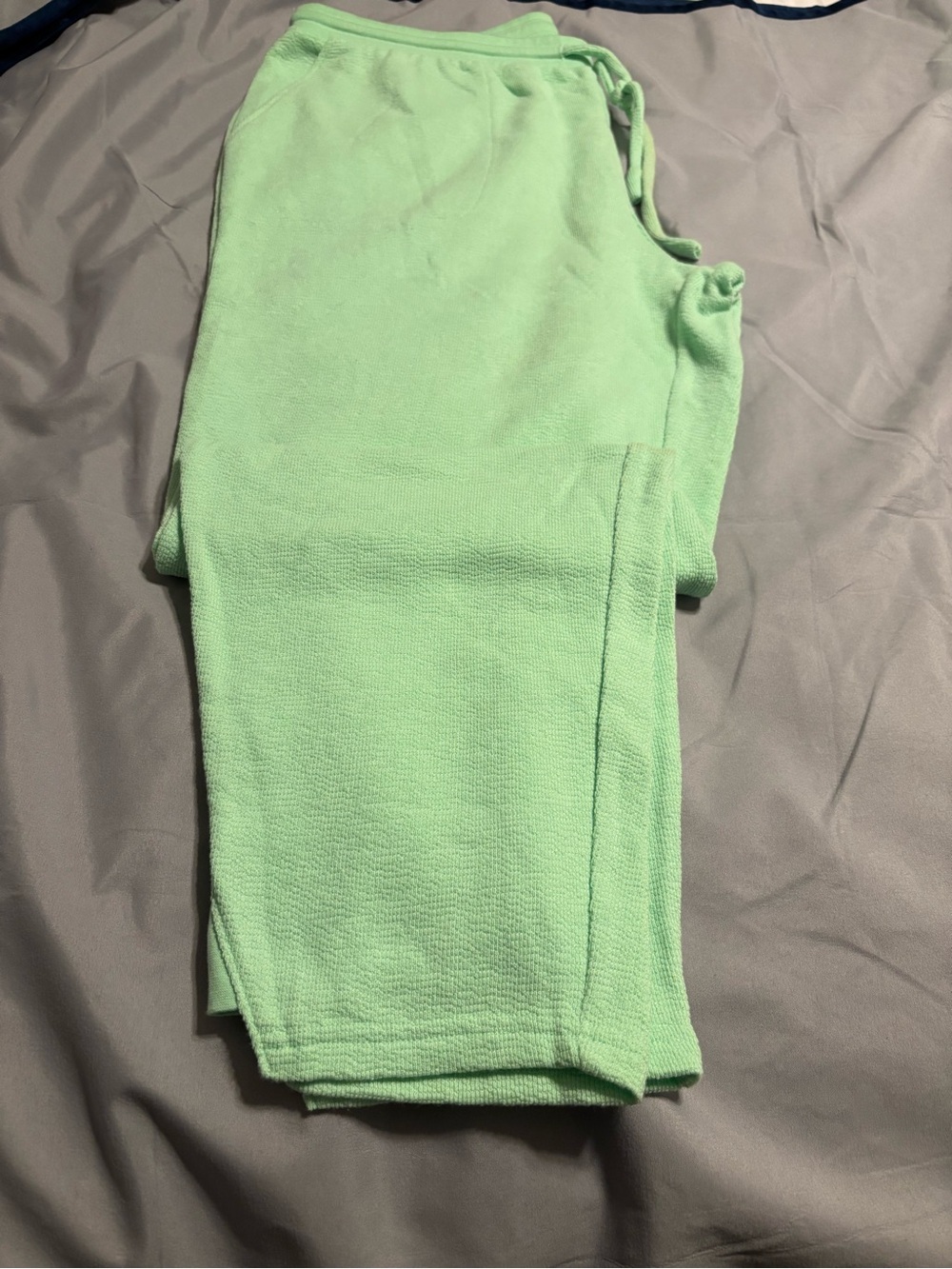AnyBody Women’s 2XL Mint Green Waffle Knit Drawstring Lounge Pants Cotton Blend